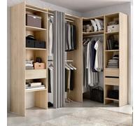 Dmora - Grande Garde-Robe Bazena, Meubles de Chambre, Penderie de Plain-Pied, Placard à vêtements, 214x141 h205 cm, Chêne Clair