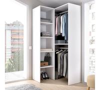 Dmora - Grande Garde-Robe Bernina, Structure pour Dressing d'angle, Cintre d'angle Ouvert, 79x88h186 cm, Blanc