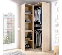 Dmora - Grande Garde-Robe Bernina, Structure pour Dressing d'angle, Cintre d'angle Ouvert, 79x88h186 cm, Chêne