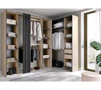 Dmora - Grande Garde-Robe Bestone, Meubles de Chambre, Penderie de Plain-Pied, Placard à vêtements, 234x141 h205 cm, Anthracite et Chêne Clair