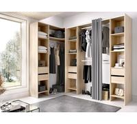 Dmora - Grande Garde-Robe Biaena, Meubles de Chambre, Penderie de Plain-Pied, Placard à vêtements, 234x141 h205 cm, Chêne Clair