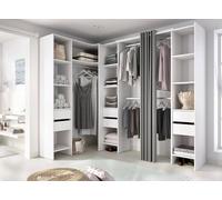 Dmora - Grande Garde-Robe Biaena, Meubles de Chambre, Penderie de Plain-Pied, Placard à vêtements, 234x141 h205 cm, Blanc