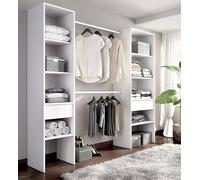 Dmora - Grande Garde-Robe Blossberg, Meubles de Chambre, Penderie de Plain-Pied, Placard à vêtements, 160x50 h185 cm, Blanc