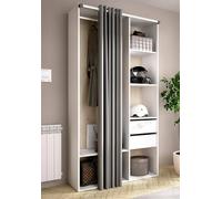 Dmora - Grande Garde-Robe Borla, Meubles de Chambre, Penderie de Plain-Pied, Placard à vêtements, 98x53 h205 cm, Blanc et Chêne Clair