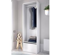 Dmora - Grande Garde-Robe Braiola, Meubles de Chambre, Penderie de Plain-Pied, Placard à vêtements, 60x45 h205 cm, Blanc et Chêne Clair