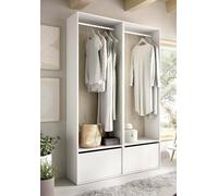 Dmora - Grande Garde-Robe Brealone, Meubles de Chambre, Penderie de Plain-Pied, Placard à vêtements, 120x45 h205 cm, Blanc et Chêne Clair