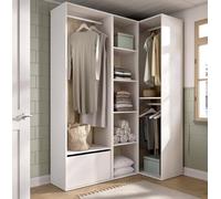 Dmora - Grande Garde-Robe Cadria, Meubles de Chambre, Penderie de Plain-Pied, Placard à vêtements, 145x85 h205 cm, Blanc et Chêne Clair