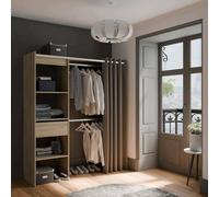 Dmora - Grande Garde-Robe Doubs, Meubles de Chambre, Penderie de Plain-Pied, Placard à vêtements, 167x50 h192 cm, Chêne et Blanc Mat