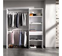 Dmora Lhotse, Structure pour Cabine d'armoire, Meuble Porte-Manteau Ouvert, 160 x 40 x 187 cm, Blanc, Mélamine