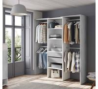 Dmora - Grande Garde-robe Miramar, Structure pour dressing, Armoire ouverte sans portes, 179x50h202 cm, Blanc et Ciment
