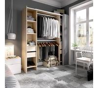 Dmora - Grande Garde-Robe Resegone, Meubles de Chambre, Penderie de Plain-Pied, Placard à vêtements, 180x50 h205 cm, Chêne Clair