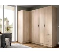 Dmora - Grande Garde-Robe Succiso, Armoire d'angle pour Chambre à Coucher, Armoire d'angle avec 5 Portes battantes, 214x91h184 cm, Chêne