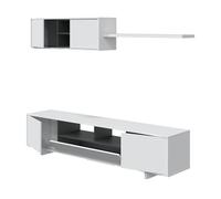 Dmora Hartford Wall System Meuble de Salon avec Support pour TV, Composition du Salon avec Meuble Mural, 200 x 41h46 cm, Blanc Brillant