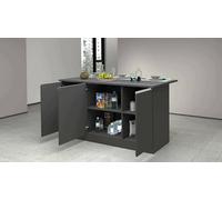 Dmora - Îlot de Cuisine Patrizio, Armoire Polyvalente, Meuble de kitchenette, Table auxiliaire, 100% Made in Italy, 155x90h90 cm, Anthracite et Ardoise