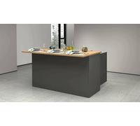Dmora - Îlot de Cuisine Patrizio, Armoire Polyvalente, Meuble de kitchenette, Table auxiliaire, 100% Made in Italy, 155x90h90 cm, Anthracite et Chêne