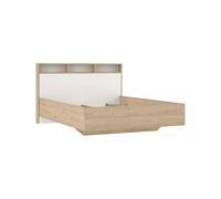Dmora - Lit Demi-carré Carissa, Sommier pour Chambre, Literie par Chambre, Support de Matelas, 206x150 h97 cm, Chêne Clair et Blanc