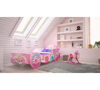 Dmora - Lit d'enfant Bydgoszcz, Couchette pour Chambre d'enfant, Ensemble de Chambre, Support de Matelas, 84x165 h49 cm, Rose