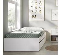 Dmora - Lit d'enfant Castellaz, Couchette pour Chambre d'enfant, Ensemble de Chambre, Support de Matelas, 96x195 h40 cm, Blanc