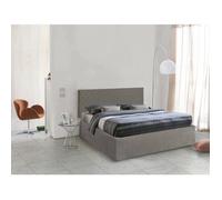 Talamo Italia - Lit double Clementina, ensemble tête de lit en simili cuir avec sommier orthopédique et volant, 100% Made in Italy, adapté pour un matelas 160x190 cm, gris tourterelle