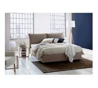 Dmora - Lit double Deborah, 205x175h95 cm, gris tourterelle, Panneau effet bois et Polyester