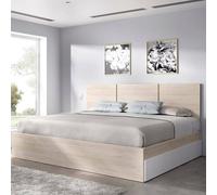 Dmora - Lit Double Fadner, Sommier pour Chambre, Literie par Chambre, Support de Matelas, 166x205 h96 cm, Blanc et Chêne Clair