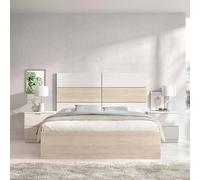 Dmora - Lit doubleCasaiole, Sommier pour Chambre, Literie par Chambre, Support de Matelas, 259x195 h122 cm, Blanc et Chêne Clair
