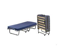 Dmora - Lit pliant Priscilla, 190x80h39 cm, Bleu, Panneau effet bois et Polyester