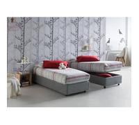 Dmora - Lit simple Dabate, Lit conteneur avec revêtement en tissu, Ouverture frontale, avec matelas Cm 80x190 inclus, Gris