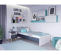 Dmora - Lit simple Gdynia, Sommier pour chambre, Literie par chambre, Support de matelas, 194x94 h37 cm, Blanc