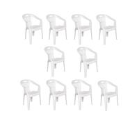 Dmora - Lot de 10 chaises d'extérieur Bisceglie, Assise de Jardin, pour intérieur ou extérieur et empilables, Fabriqué en Italie, 56x55 h78 cm, Blanc