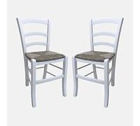 Dmora - Lot de 2 chaises Classiques en Bois, pour Salle à Manger, Cuisine ou Salon, Made in Italy, cm 46x42h87, Couleur Blanc