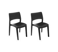 Dmora - Lot de 2 chaises d'extérieur Tropea, Assise de Jardin, pour intérieur ou extérieur, Empilables, Fabriqué en Italie, 50x51 h82 cm, Anthracite