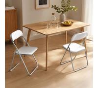 Dmora - Lot de 2 chaises pliante Marbella, Fauteuil gain de place, Chaise invité, Siège de réunion en simili cuir, 43x47h80 cm, Blanc