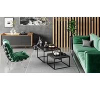 Dmora - Lot de 2 Tables Basses, Table Basse avec Pieds en métal, Table de Salon Style Industriel, cm 42x70h42, Coloris Noir