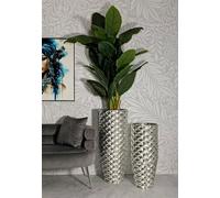 Dmora - Lot de 2 vases Parana, Complément de décoration, Amphore, Accessoire de décoration, 37x37 h92 cm, Argent