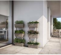 Dmora - Lot de 3 vases Durbuy, Composition pour potager domestique, Ensemble porte-fleurs pour intérieur ou extérieur, 100% Made in Italy, 49x16h100 cm, Taupe