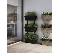 Dmora - Lot de 3 vases Durbuy, Composition pour potager domestique, Ensemble porte-fleurs pour intérieur ou extérieur, 100% Made in Italy, 49x16h100 cm, Anthracite