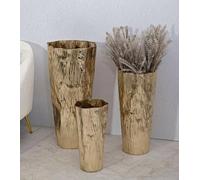 Dmora - Lot de 3 vases Guapore, Complément de décoration, Amphore, Accessoire de décoration, 41x39 h83 cm, Or