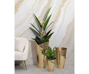Dmora - Lot de 3 vases Jequitinhonha, Complément de décoration, Amphore, Accessoire de décoration, 39x42 h75 cm, Or