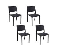 Dmora - Lot de 4 chaises d'extérieur Ancona, Assise de Jardin, pour intérieur ou extérieur, Empilables, Fabriqué en Italie, 47x53 h82 cm, Anthracite