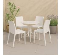Dmora - Lot de 4 chaises d'extérieur Palizzolo, Chaises Outdoor Peu encombrantes, Empilables, Parfaites pour Jardins, Made in Italy, 42x48 h81 cm, Blanc