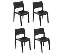 Dmora - Lot de 4 chaises d'extérieur Tropea, Assise de Jardin, pour intérieur ou extérieur, Empilables, Fabriqué en Italie, 50x51 h82 cm, Anthracite