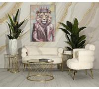 Dmora - Lot de 4 Tables Basses Ibar, Table Basse, Porte-revues pour canapé, Etagère de Salon, 70x70 h55 cm, Or