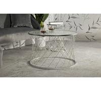Dmora - Lot de 4 Tables Basses Ibar, Table Basse, Porte-revues pour canapé, Etagère de Salon, 70x70 h55 cm, Argent