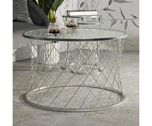 Dmora - Lot de 4 Tables Basses Ibar, Table Basse, Porte-revues pour canapé, Etagère de Salon, 70x70 h55 cm, Argent