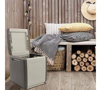 Dmora - Malle Lille, Coffre polyvalent, Malle de rangement, Boîte de rangement, 100% Made in Italy, 54x53h57 cm, Beige et Marron