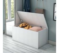 Dmora - Malle Miltonia, Grande boîte de rangement polyvalente, Coffre moderne, 100% Made in Italy, 90x45h45 cm, Blanc