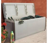 Dmora - Malle Zele, Coffre polyvalent, Coffre de rangement, Boîte de rangement, 100% Made in Italy, 138x53h57 cm, Beige et Marron