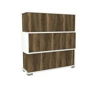 Dmora Meuble à Chaussures Baten, Armoire à Chaussures, Armoire d'entrée Polyvalente, Armoire à Chaussures, 90 x 30 h 93 cm, Blanc et Noyer, Panneau mélaminé 18 mm, Bois Massif
