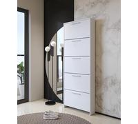 Dmora - Meuble à Chaussures Caspio, Meuble à Chaussures, Armoire d'entrée Polyvalente, Rangement pour Chaussures, 69x17h187 cm, Blanc